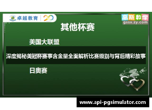 深度揭秘美冠杯赛事含金量全面解析比赛级别与背后精彩故事